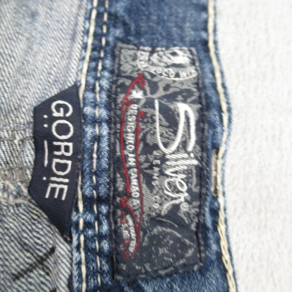 Silver Baggy Jeans Mens 34x26 Gordie Relaxed Faux Selvedge Fade Whisker Wide Leg
